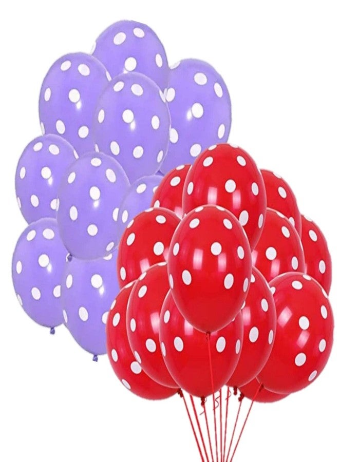 DUL DUL Red,15 pcs/ Purple,15 pcs Polka dot balloons for birthday decoration 30 Pcs -Polka balloons pack of color for Birthday/Decoration/Party,Engagement,Baby Shower Decoration/Theme Party Balloon (30, RED & PURPLE POLKA)